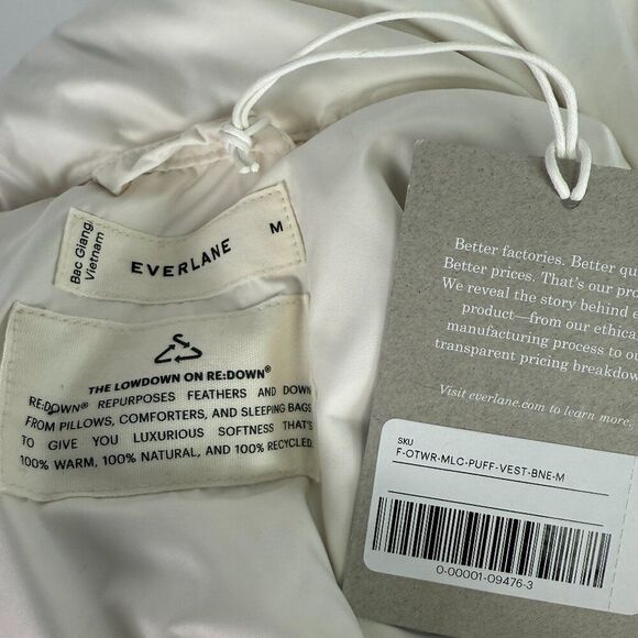 Everlane The ReDown Puffer Vest Bone Ivory White M - Picture 5 of 6